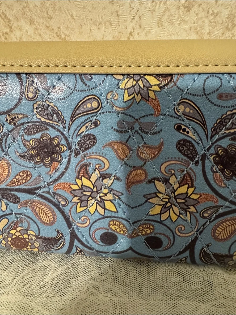 Love Light Beige and Sky Blue Floral Envelope Wallet